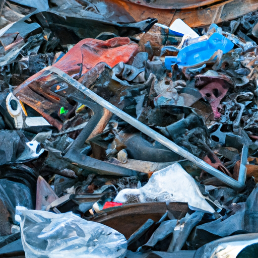 3. A photo depicting a pile of recycled materials, separated from junk cars.
